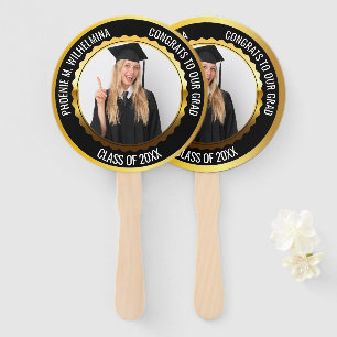 Black Congrats To Our Grad Photo Class of 2024 Hand Fan