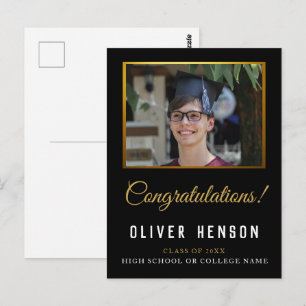 Black Congratulations Graduate Photo Graduation Postcard