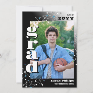 Black Connections 2 in 1 Photo Graduation Invitation