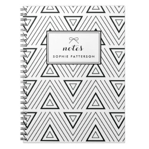 Black Contemporary Triangles Pattern Personalised Notebook