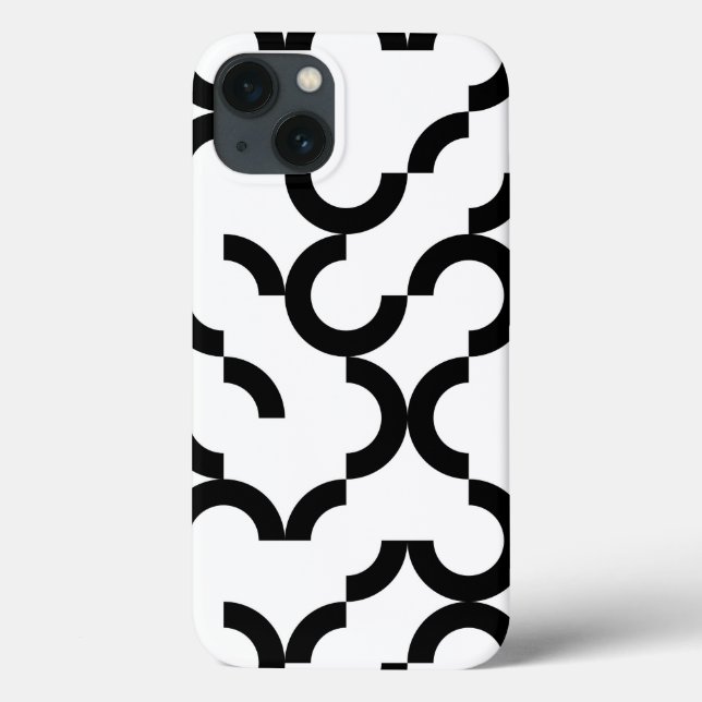 Black, cool, trendy, modern, urban circular art Case-Mate iPhone case (Back)