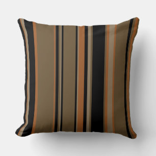 Black Copper and Clay Stripes Cushion