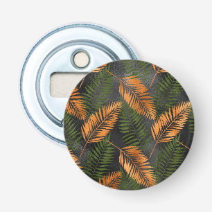 Black Copper Brown Palm Tree Leaf Glam Tropical Bottle Opener