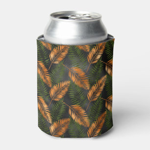 Black Copper Brown Palm Tree Leaf Glam Tropical Can Cooler