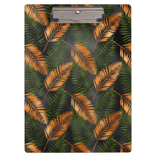 Black Copper Brown Palm Tree Leaf Glam Tropical Clipboard