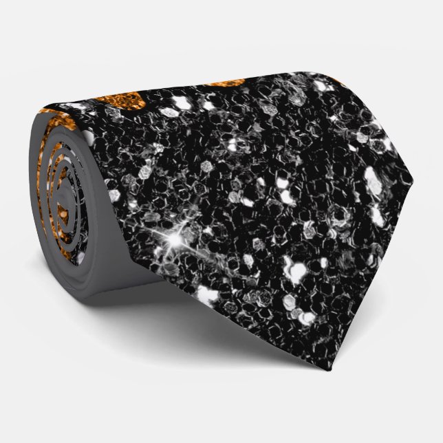 Black & Copper Glitter Necktie (Rolled)
