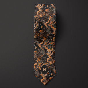 Black & Copper Marbled Monogram Tie