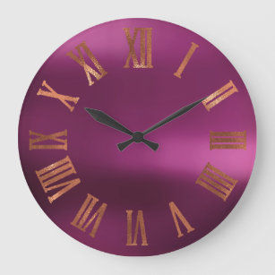 Black Copper Rose Gold Roman Purple Urban Large Clock