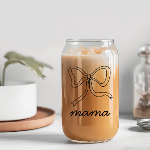Black Coquette Bow Baby Shower Mama Can Glass