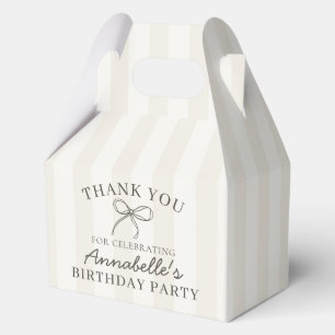 Black Coquette Bow Beige Birthday Party Dessert Favour Box