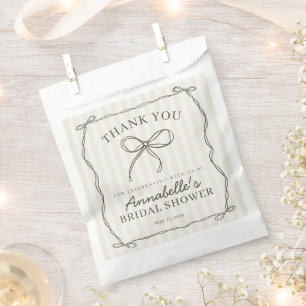 Black Coquette Bow Beige Bridal Shower Dessert Favour Bags