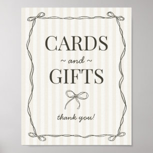 Black Coquette Bow Beige Cards and Gifts Sign