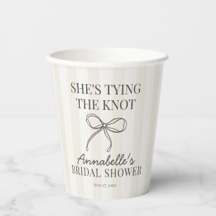 Black Coquette Bow Beige Knot Bridal Shower Decor Paper Cups