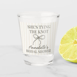 Black Coquette Bow Beige Knot Bridal Shower Favor Shot Glass