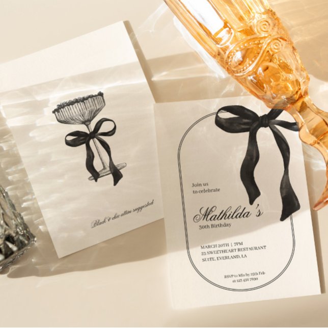Black Coquette Bow Birthday Invitation (Creator Uploaded)