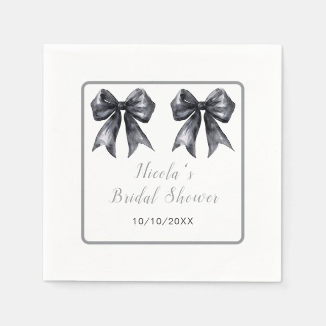 Black Coquette Bow Bridal Shower Napkin (Front)