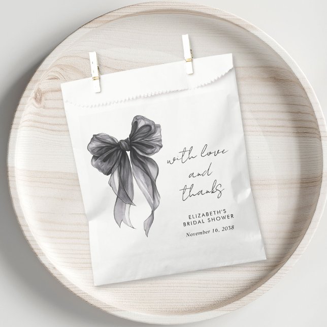 Black Coquette Bow Bridal Shower Thank You Favour Bags (Creator Uploaded)