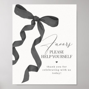 Black Coquette Bow Favours Party Decor Sign