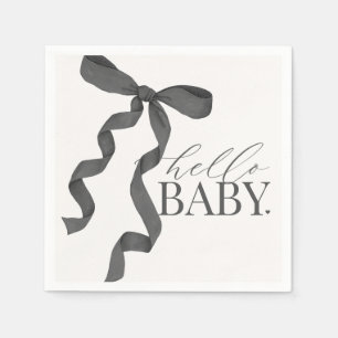 Black Coquette Bow Girl Baby Shower Decor Napkin