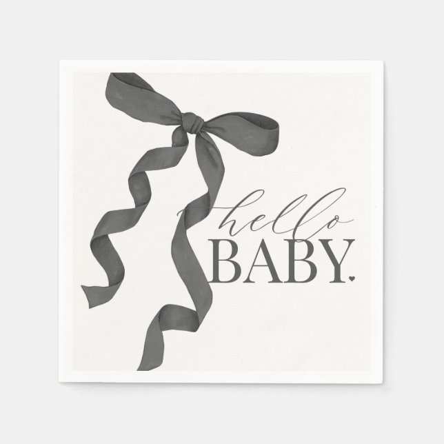 Black Coquette Bow Girl Baby Shower Decor Napkin (Front)
