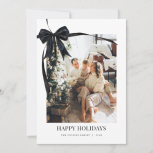 Black Coquette Bow Holiday Photo Christmas Card