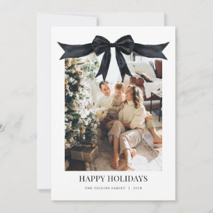 Black Coquette Bow Photo Christmas Card