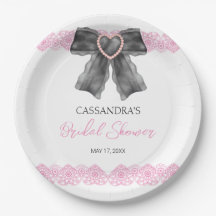Black Coquette Bow Pink Lace Bridal Shower