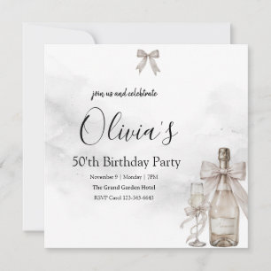 Black Coquette Minimalist Elegant 50th Birthday