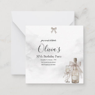 Black Coquette Minimalist Elegant 50th Birthday Card