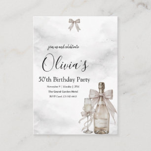 Black Coquette Minimalist Elegant 50th Birthday Enclosure Card