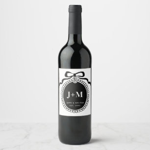 Black Coquette Monogram Charm Wine Label