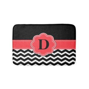 Black Coral Chevron Rug