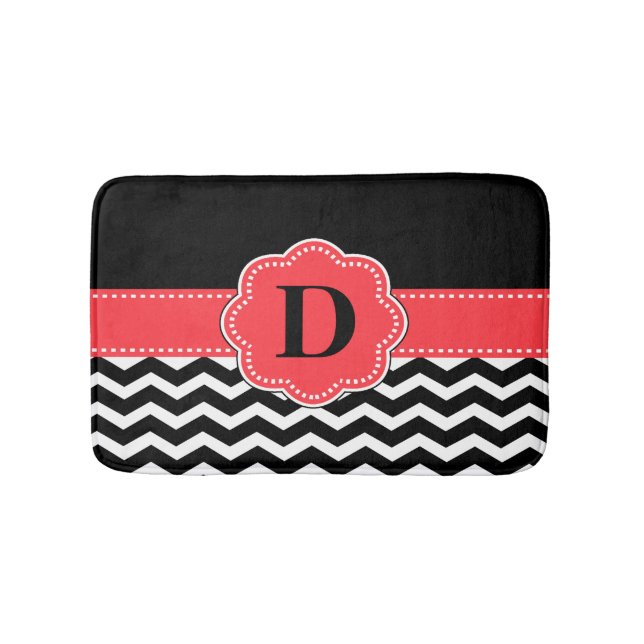 Black Coral Chevron Rug (Front)