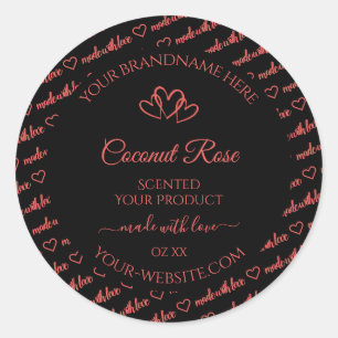 Black Coral Red Word Cloud Product Labels Hearts