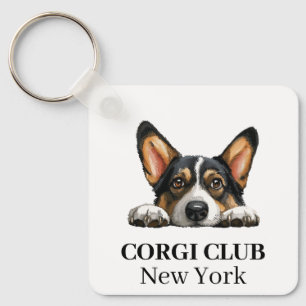 Black Corgi Custom Club Theme keychain