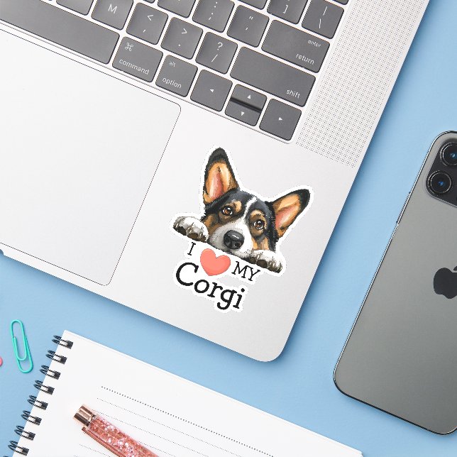 Black Corgi Heart Theme (Laptop w/ iPhone)