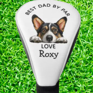 Black Corgi Peeking Puppy Customise Golf Head Cover