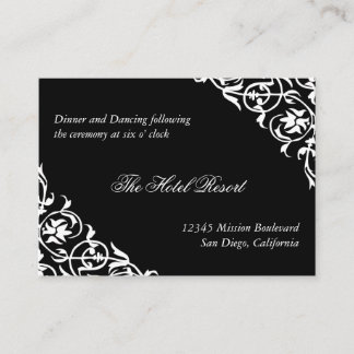 Black corner scroll wedding reception enclosure card