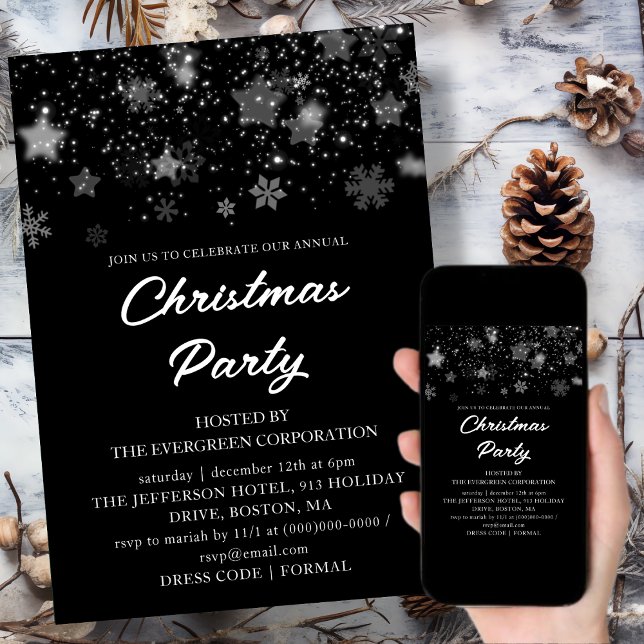 Black Corporate | Office Christmas Holiday Party Invitation (Creator Uploaded)