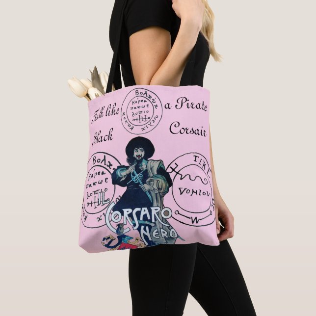 BLACK CORSAIR Pirate Treasure Maps, Pink Lilac Tote Bag (Close Up)