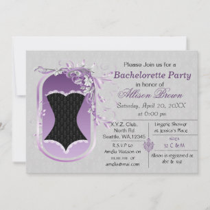 black corset elegant bachelorette party invite