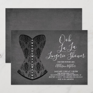 Black Corset Lingerie Bridal Shower Invitation