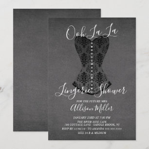 Black Corset Lingerie Bridal Shower Invitation