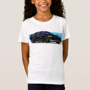 Black Corvette C7 with Blue Stripes T-Shirt