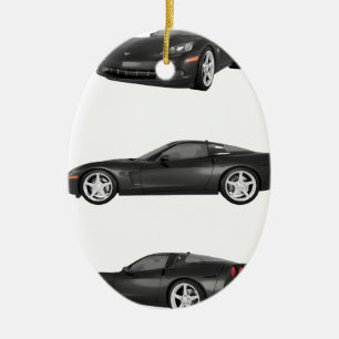 Black Corvette Ceramic Tree Decoration