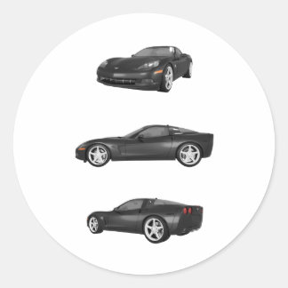 Black Corvette Classic Round Sticker