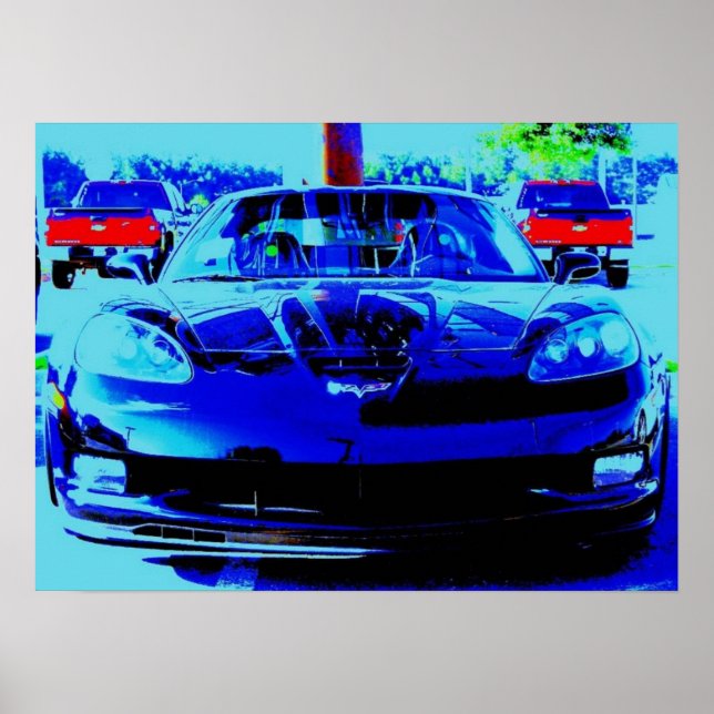 Black Corvette Z06 from the front...altered photo Poster (Front)