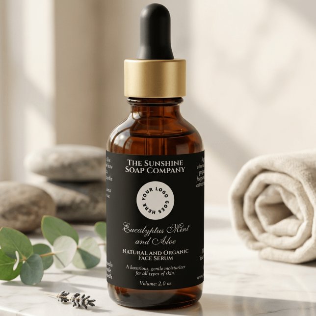 Black Cosmetics Bottle label with logo (Creator Uploaded)