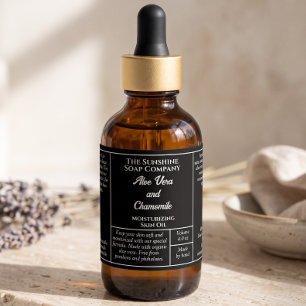Black cosmetics dropper bottle label 2 to 4 oz