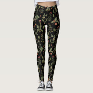 Black Cottagecore Herb  Leggings